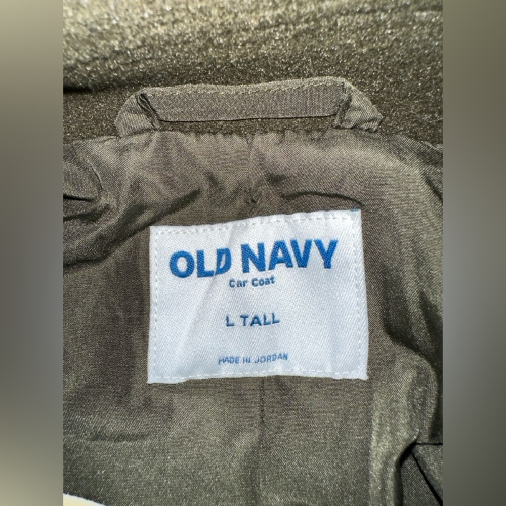 Old Navy Olive Trench Car Coat Size Large Tall EUC - Picture 3 of 4